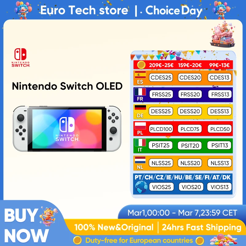 Nintendo Switch OLED-Modell, 7-Zoll-Bildschirm, Joy-Con-Griff, verbessertes Audio, verstellbare Konsole, stabiler TV-Modus, Videospiel