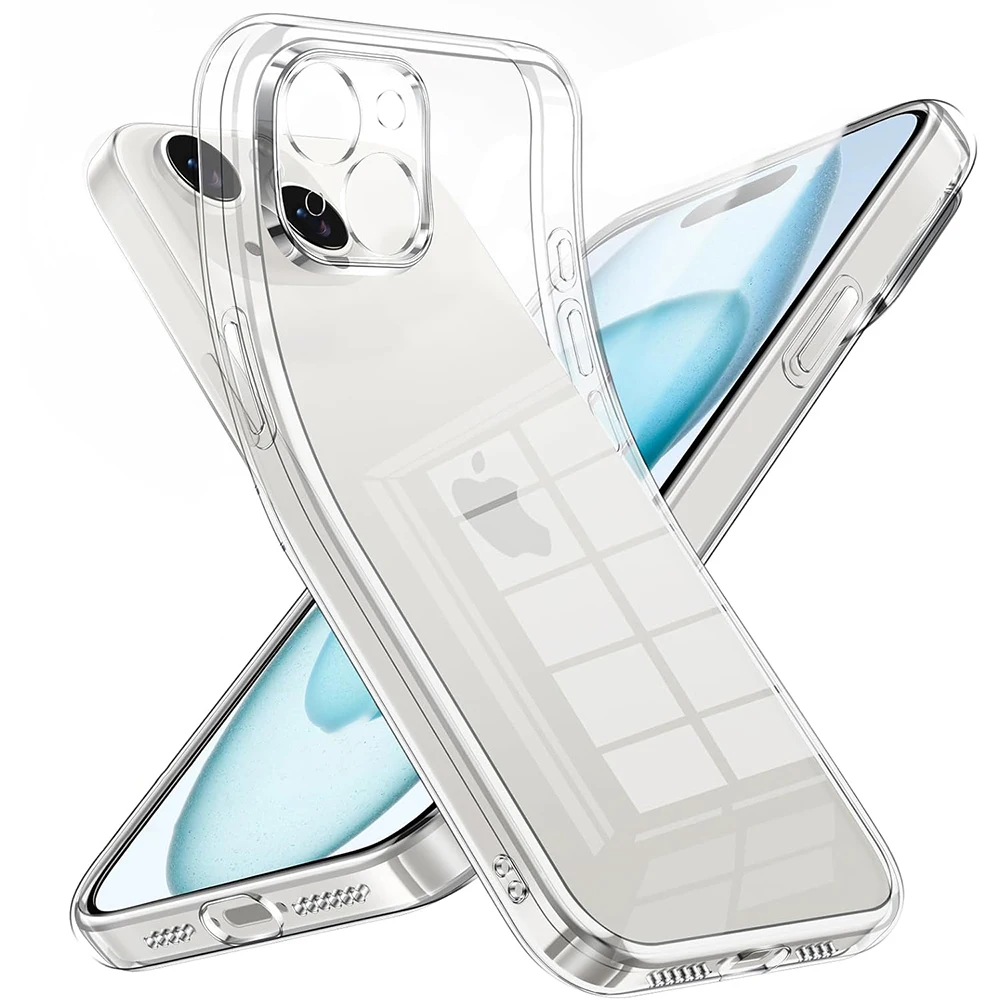 

Clear Ultra Thin Silicone Soft Case For iPhone 16E 16 15 14 13 12 11 Pro Max Plus Mini Transparent Back Cover Shockproof Shell