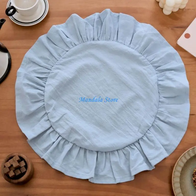 U2JC Elegant Round Ruffled Placemat Designed for Round Tables Preventing Movement During Meals Home and Business Use