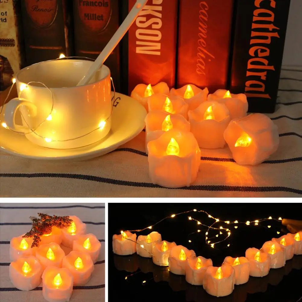 

12 шт. светодиодные электронные свечи, энергосберегающие беспламенные Чайные свечи, огни для Дня Святого Валентина вечерние праздничное украшение