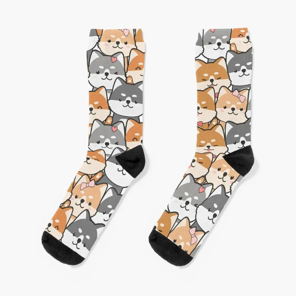 

Cute shiba inu dog pattern Socks hiphop Crossfit custom sports Socks For Girls Men's