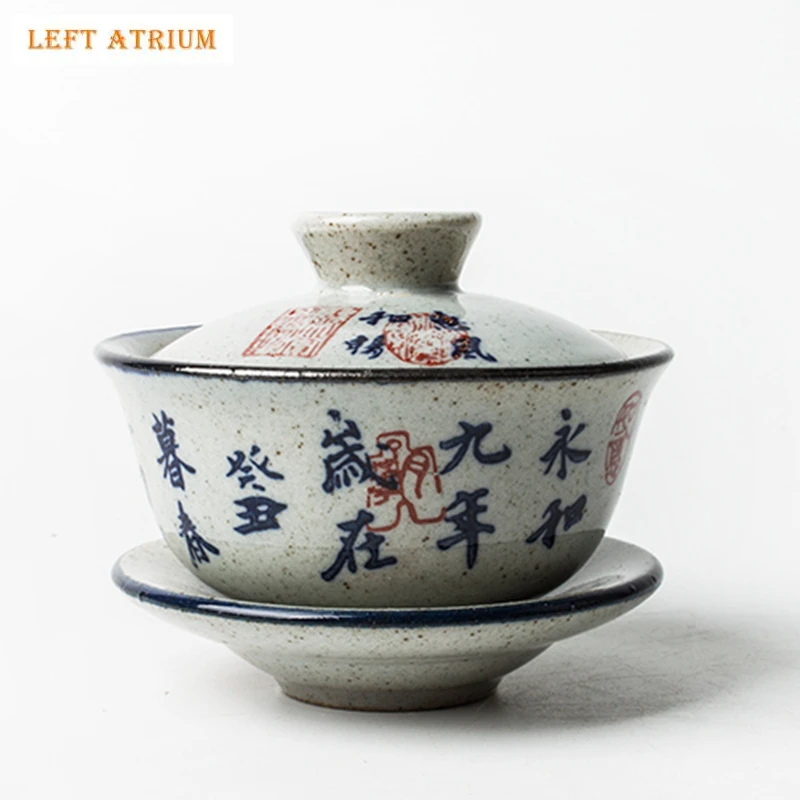 

120 мл китайская каллиграфия Gaiwan для чайной керамики с крышкой, чайная посуда, набор для чайной церемонии кунг-фу, кофейные кружки, миски Chawan