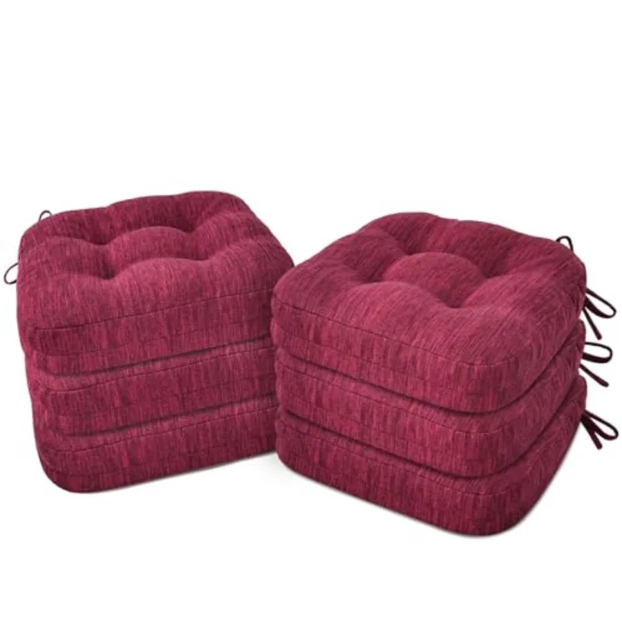 

Набор из 6 подушек для кухонных стульев, двухслойные подушки из пены с эффектом памяти, запатентованный дизайн, с завязками, 16,5 x 16,5 x [размер в см]