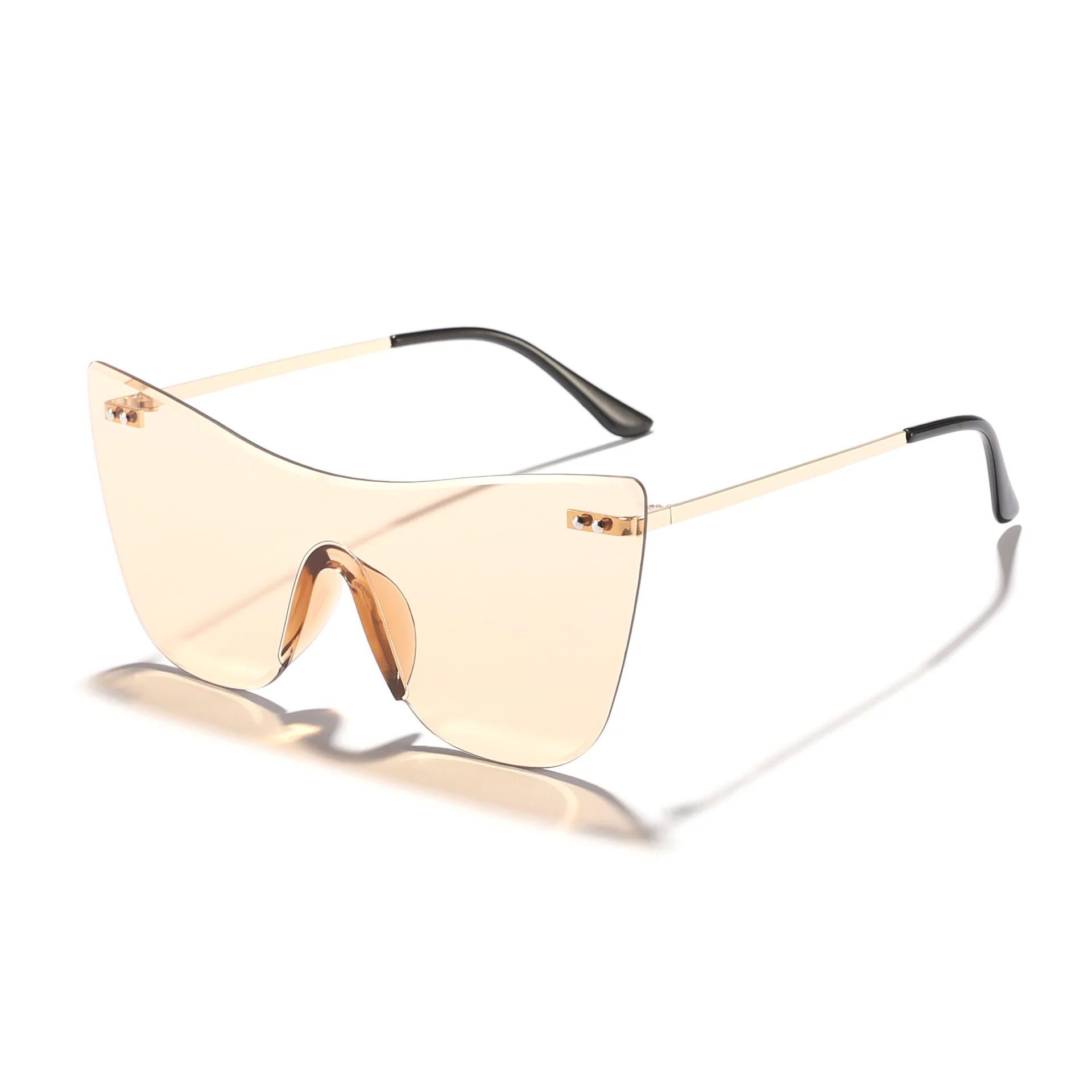 نظارات شمسية Y2K رائجة لعام 2025 بإطار معدني متدرج من قطعة واحدة حماية من الأشعة فوق البنفسجية 400 ظلال كبيرة الحجم #6