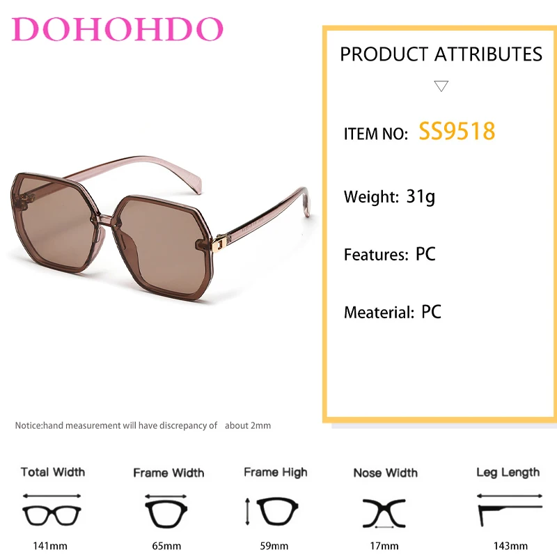 Dohohdo Vintage Veelhoekige Grote Frame Zonnebril Vrouwen Mode Metalen Klinknagels Mannen Tinten Uv400 Trending Zonnebril Gafas De Sol