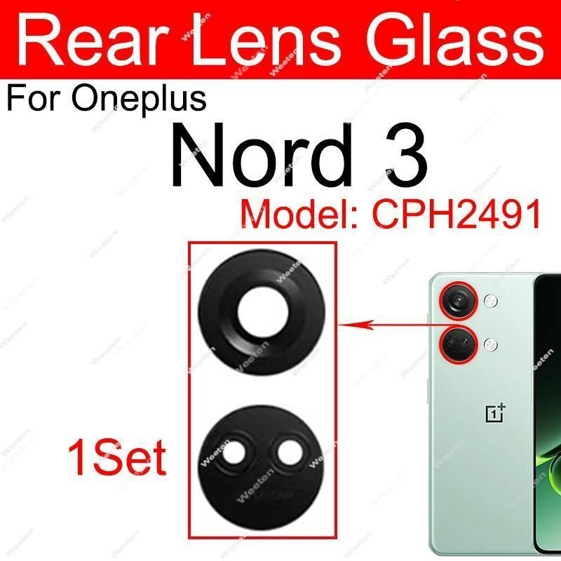 For Oneplus 1+ Nord 3 Rear Camera Lens Glass Back Camera Small Glass Lens with Sticker Replacement Parts