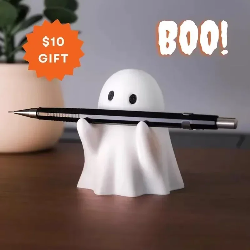 Cute Ghost Pen Holder Table Storage Office Home Halloween Decoration Creative Gift Interesting Stationery Organizer Stand