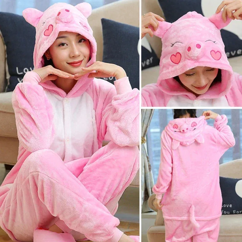 A Litter Of Bears Cosjie Adults Animal Onesies Tiger Pajamas Sets Sleepwear Women Men Winter Unisex Pig Panda Costumes 2025 New