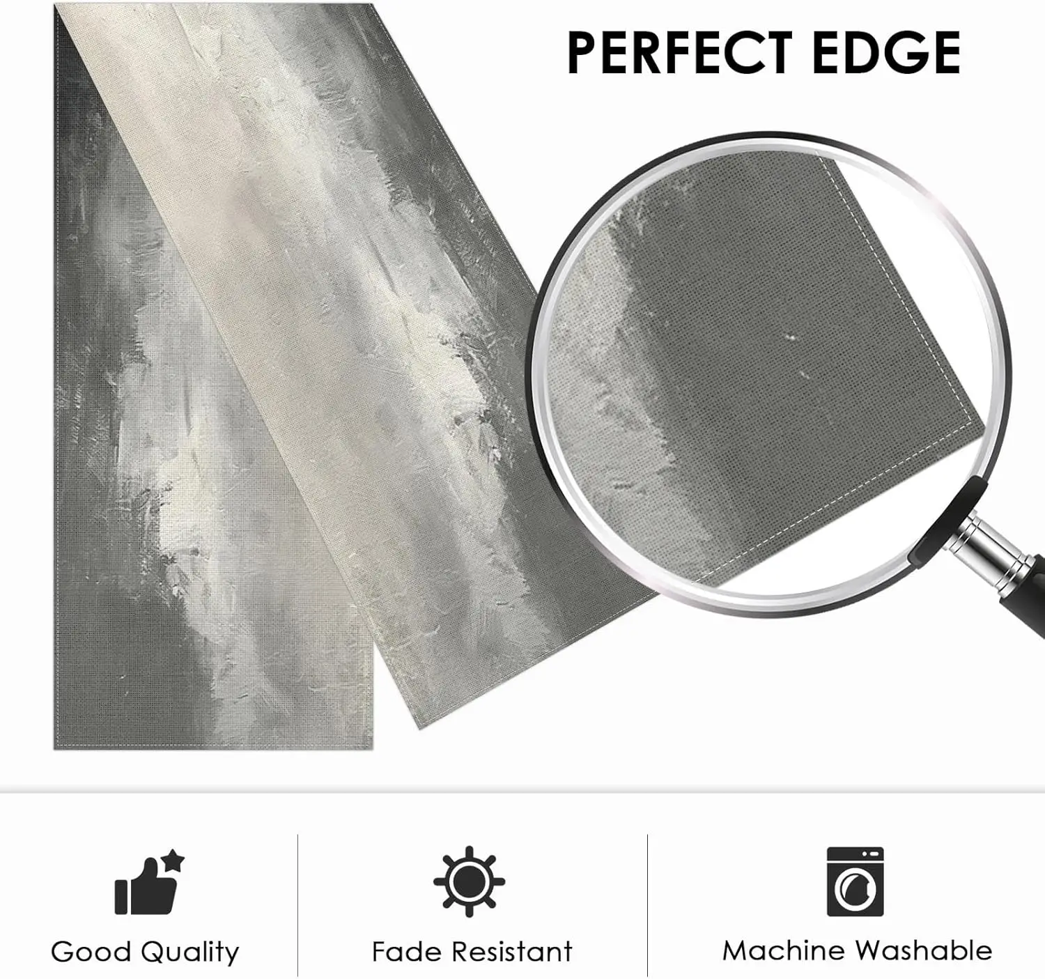 Modern Black White Table Runner - Abstract Oil Painting Monochrome Expressionist Art Cover for Dining Table