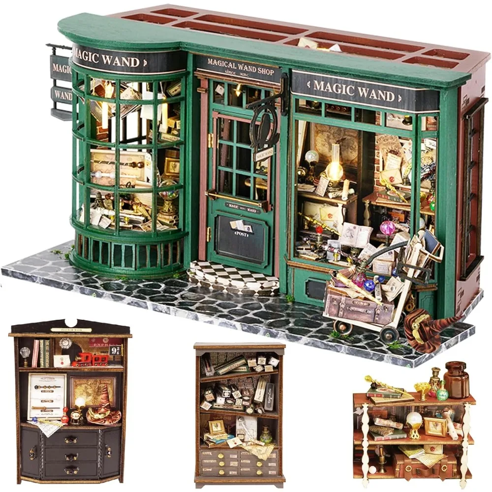 DIY Miniature Dollhouse Wooden Furniture Kit,Handmade Mini Modern Model Plus with Dust Cover LED,1:24 Scale Creative Doll House