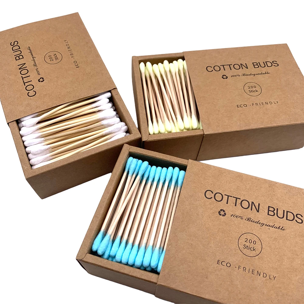 100% Eco-Friendly & Natural Bamboo Cotton Swabs 1000 Count Biodegradable & Organic Wooden Cotton Buds