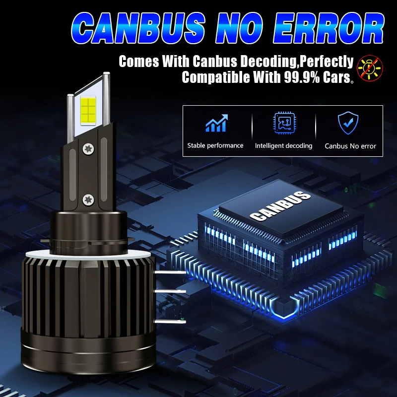 Carshark H15 LED Headlight Canbus 130W 60000Lm H7 Light Bulbs for VW Golf 7 Golf 6 MK7 Touran Tiguan Passat T-ROC Mercedes-Benz