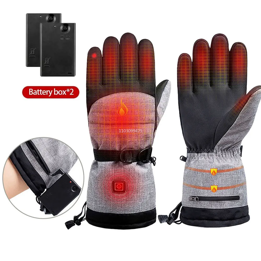 

Лыжные перчатки с электрическим подогревом, умные электрические зимние теплые перчатки с чехлом для батареи, водонепроницаемые походные перчатки с сенсорным экраном
