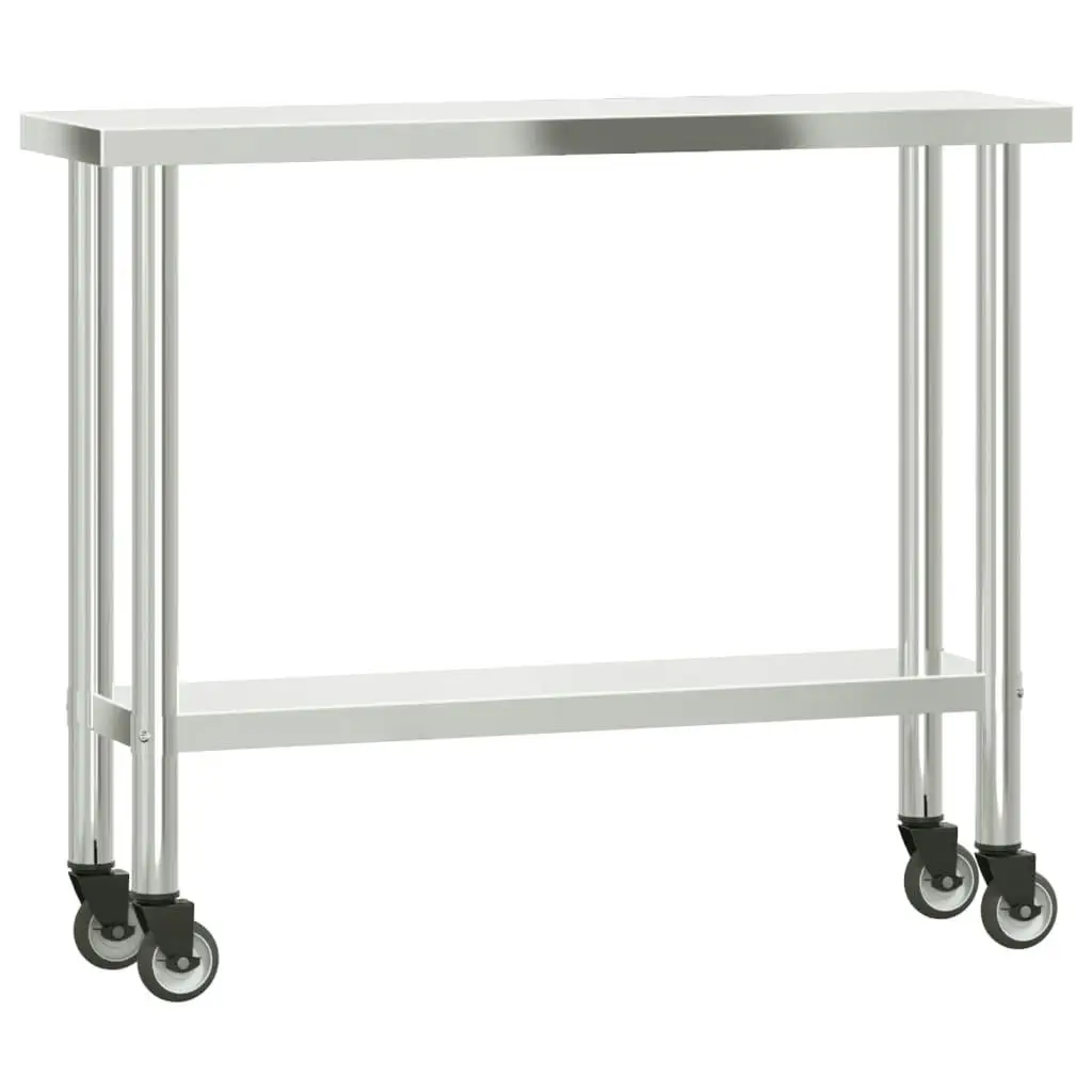 Stainless Steel Kitchen Work Table with Overshelf - 43.3x11.8x59.1 Inch Space-Saving Design