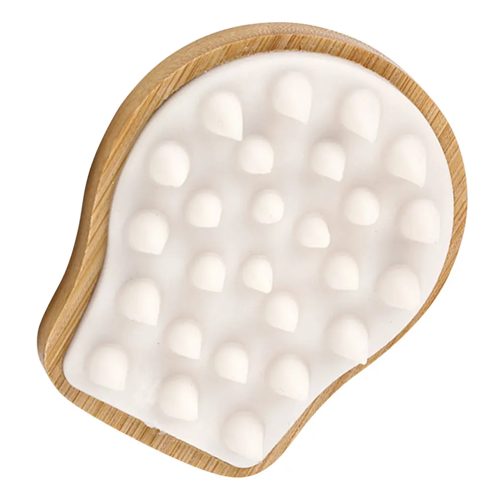 

Bamboo Wood Brush Hair Washing Scalp Cleaner Massage Tool TPR Material Head Cleaning Brush Bright Color Design Daily Use