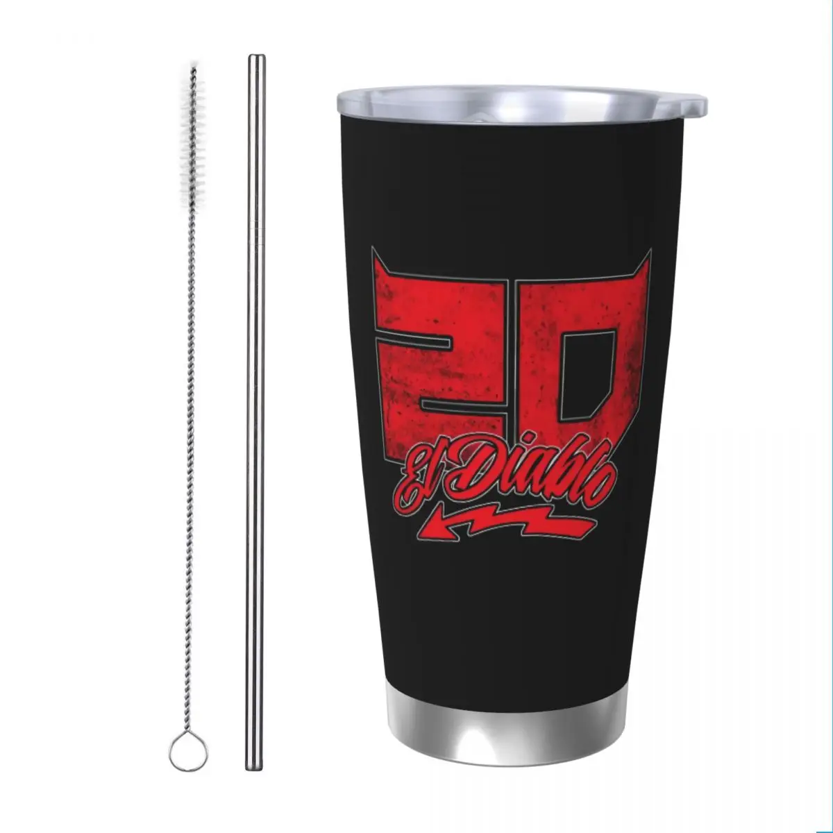 Fabio Quartararo Insulated Tumbler with Straws Motorcycle Racing Club Stainless Steel Coffee Mugs Portable Car Bottle Cups, 20oz