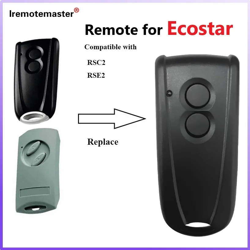 

For Compatible Ecostar RSE2 RSE2A RSC2 Black GreenL Handheld Keychain Garage Remote 433Mhz Rolling Code Technology
