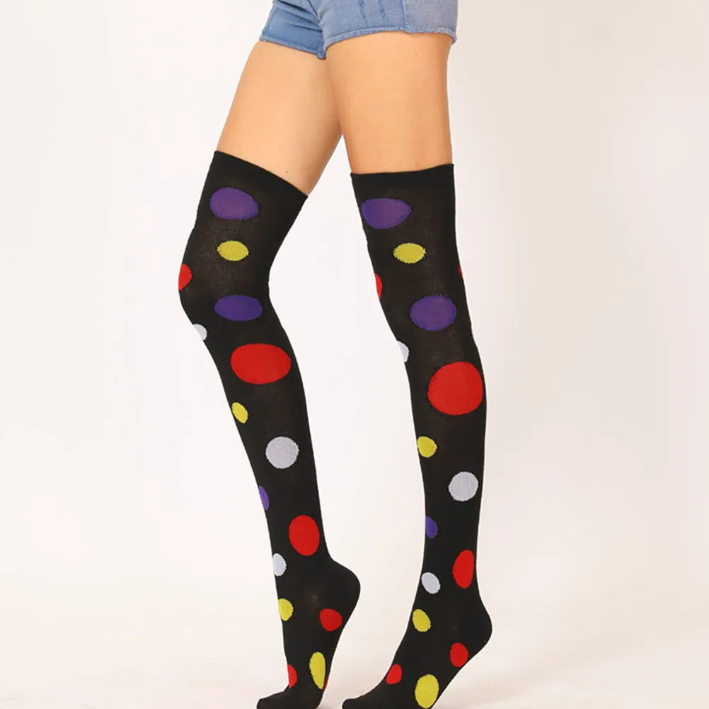 

1 пара носков выше колена с узором, эластичные противоскользящие длинные носки для клоуна, вечерние, танцевальное платье