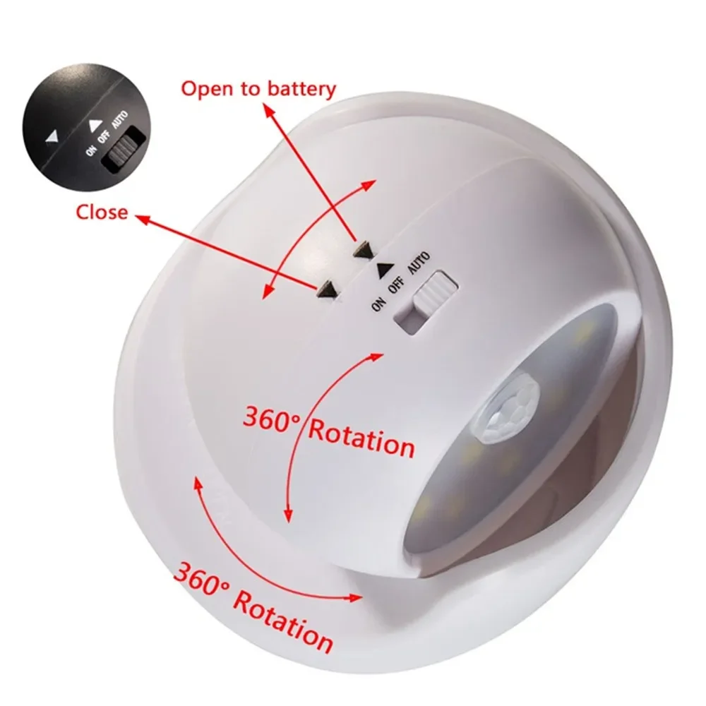 2 Pack 360-degree Motion Sensor Light Outdoor Battery Waterproof Wireless LED Battery Powered Wall Light Auto on/Off Night Light image 5