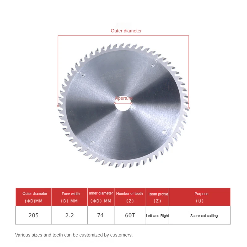 Carbide Saw Blade 205×2.2×74×60T Cutting Circular Saw Blade High Quality Wood Saw Blade Cutting Wood Woodworking Saw Blade