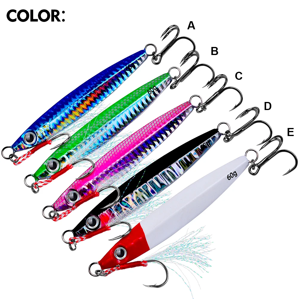 Proberos 1pc Metal Cast Jig Spoon 10/15/20/30/40/60g Shore Casting Jigging Fish Sea Bass Fishing Lure Artificial Bait Tackle view 5