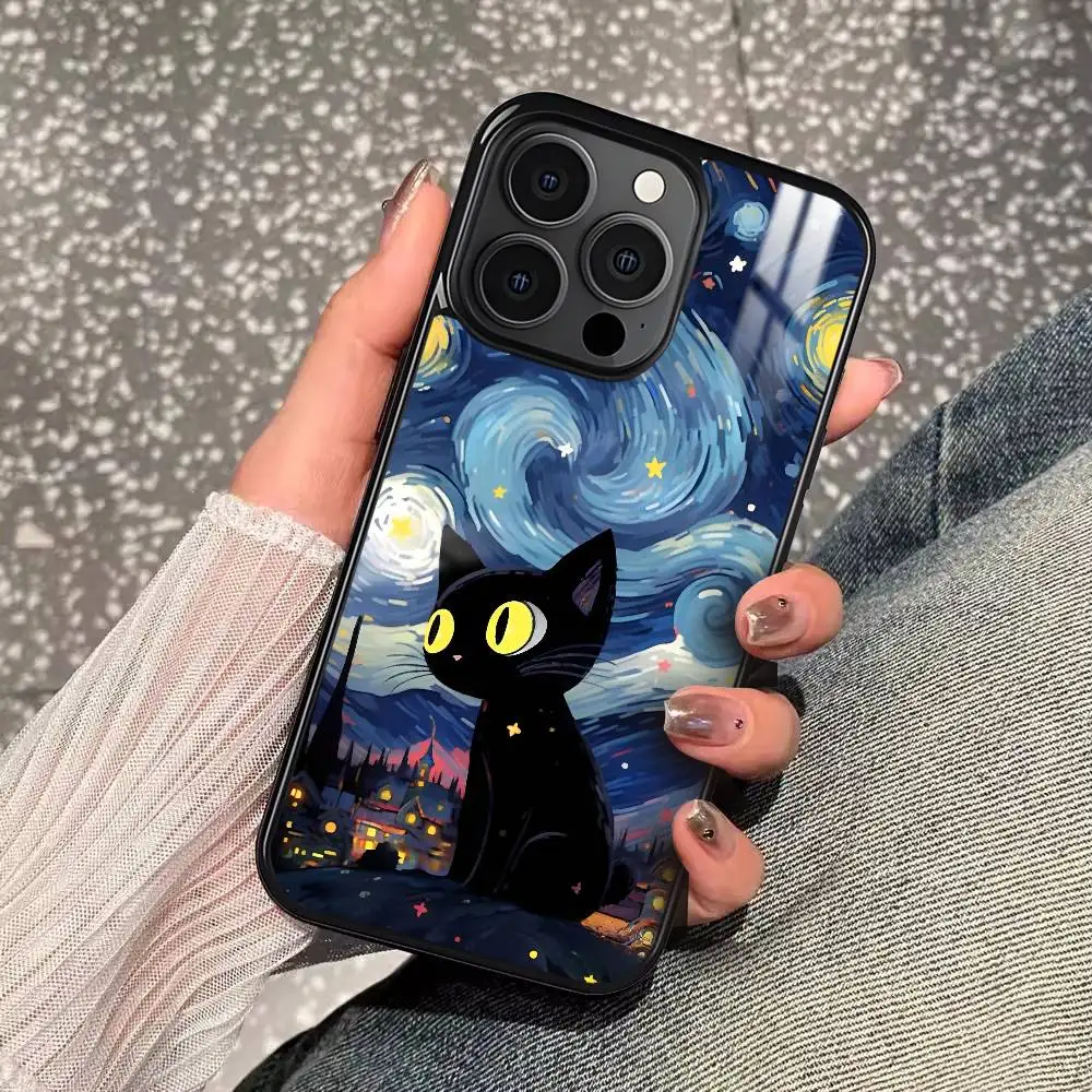 حافظة لهاتف آيفون 16 15 14 13 12 11 Pro Max Plus غطاء شحن لاسلكي صغير مغناطيسي Magsafe من Art Van G-Gogh