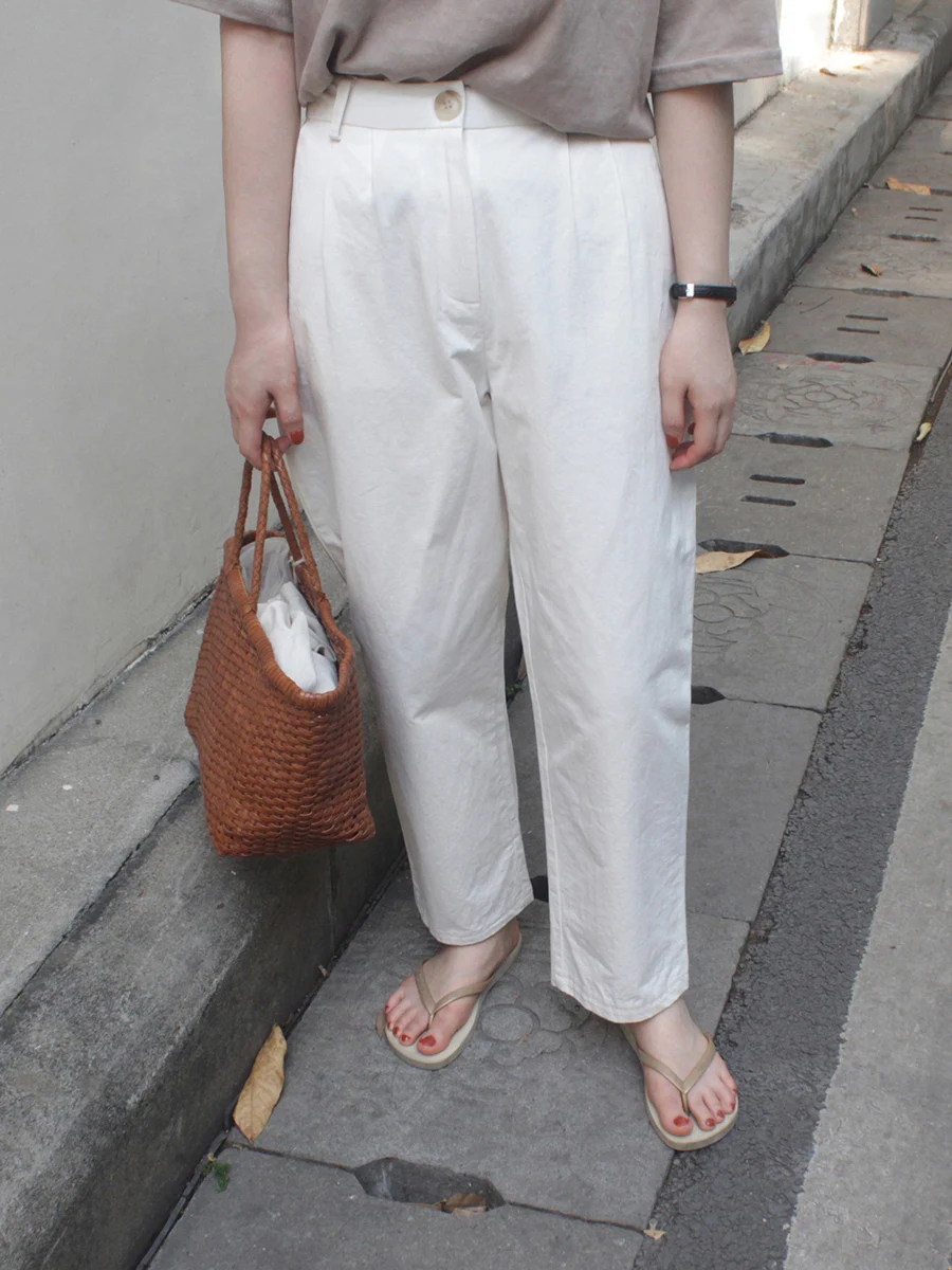 

Новые летние женские брюки из хлопка и льна, зауженные, свободного кроя, широкие штанины, укороченные (7/8), универсальные, повседневные