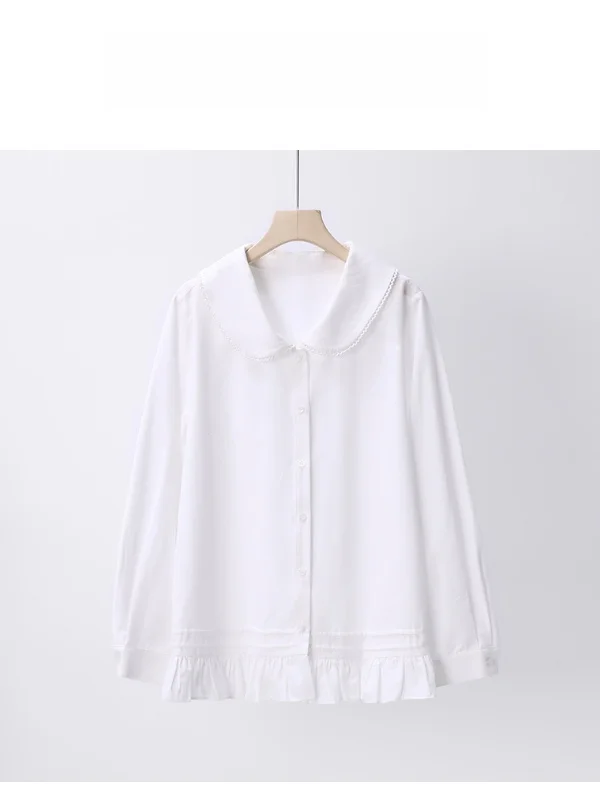 

Повседневная свободная юбка-рубашка Pajiajia с длинным рукавом из дышащей хлопковой смеси с воротником для полных женщин, весенняя коллекция