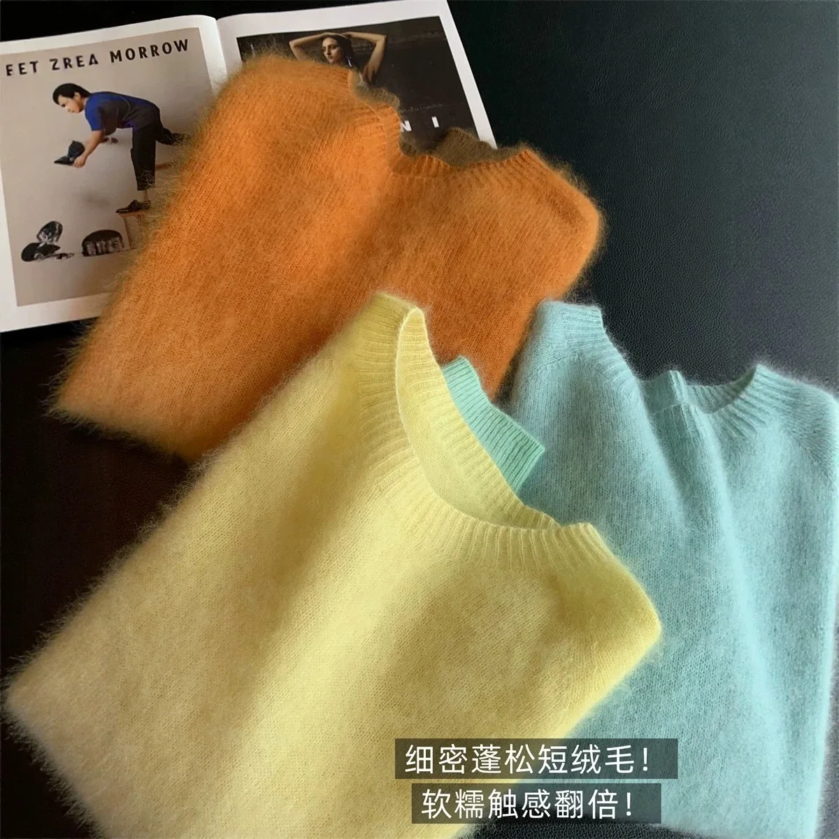 Fashion Gradient Color Wool Cashmere Silk Blending Long Sleeve Knitt Warm Pullovers Women Tops Sweater Blusas Roupa Feminina