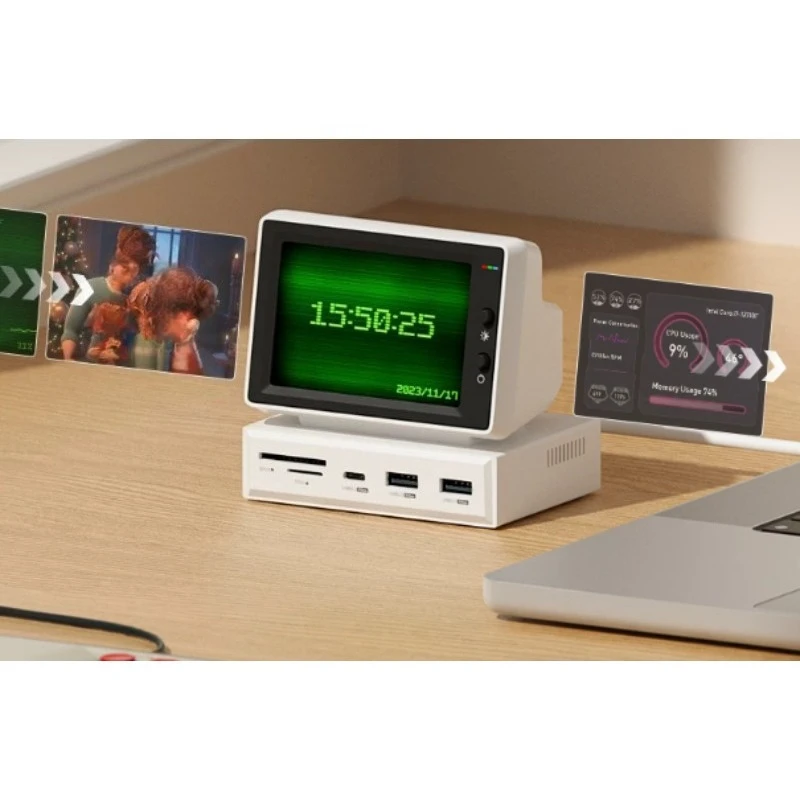 Small Computer Secondary Screen Desktop Docking Station Chassis Small Screen Host Temperature Display