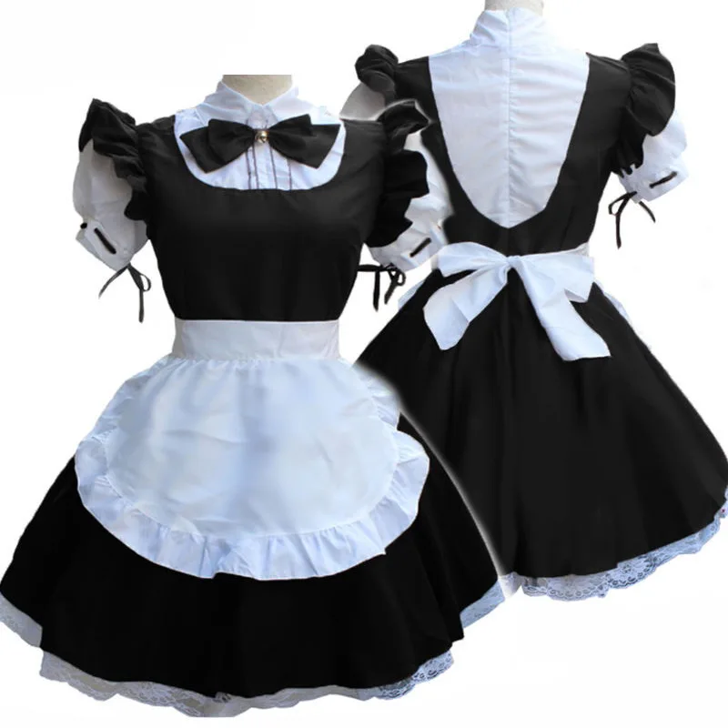 Feminino francês maid outfit lolita vestido bonito cosplay anime preto branco avental cosplay empregada vestido masculino uniforme café traje mucama