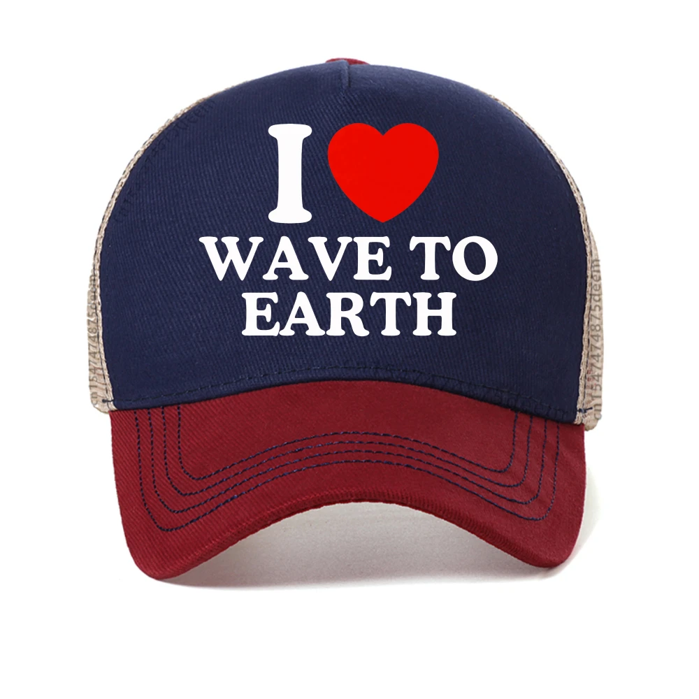 

I Love Wave To Earth baseball cap Men Casual Letter Printed caps Unisex Summer Breathable sun hats fashion mesh Snapback hats