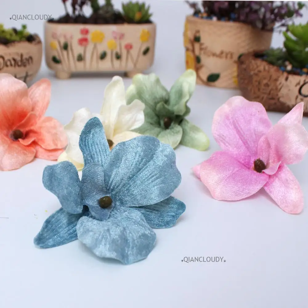 Qiancloudy 12 Pieces Wedding Velvet Orchid Artificial Silk Flower Heads Christmas Bright Flowers Magnolia A32 High Quality
