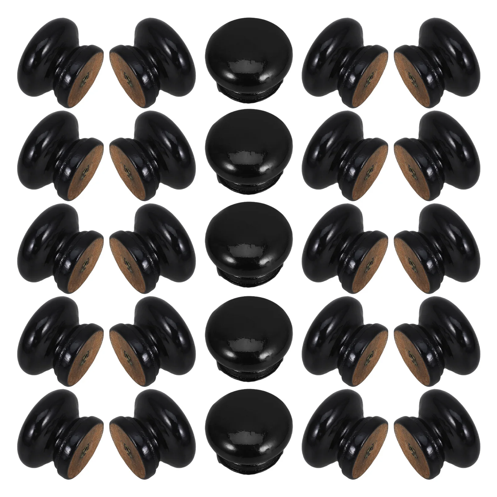 

30Pcs Cabinet Handles Mushroom Shape Single Hole Wood Drawer Pulls Black Natural Wood Door Knobs Funiture Hardware Dresser