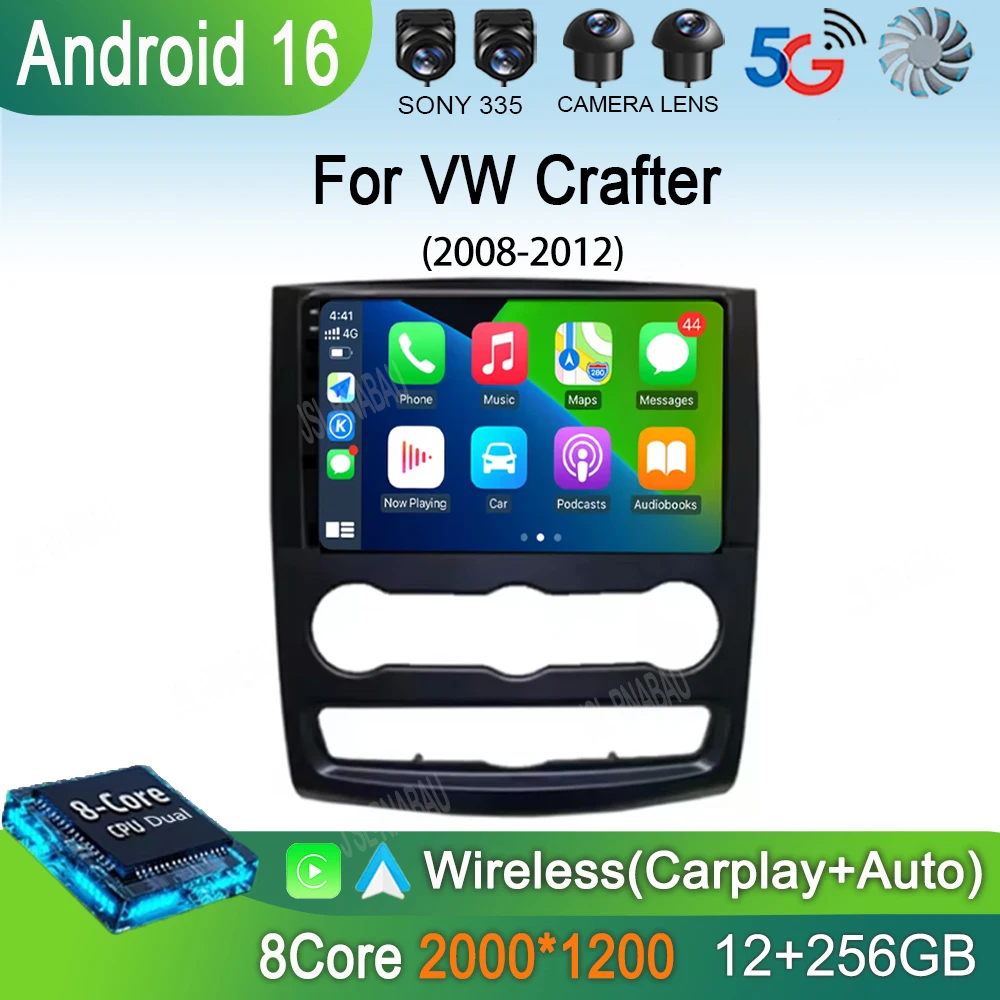 

10-дюймовый Android 16 для VW Crafter 2008-2012 годов выпуска, мультимедийный видеоплеер, GPS-стереосистема, CarPlay+Auto, Wi-Fi+4G, DSP