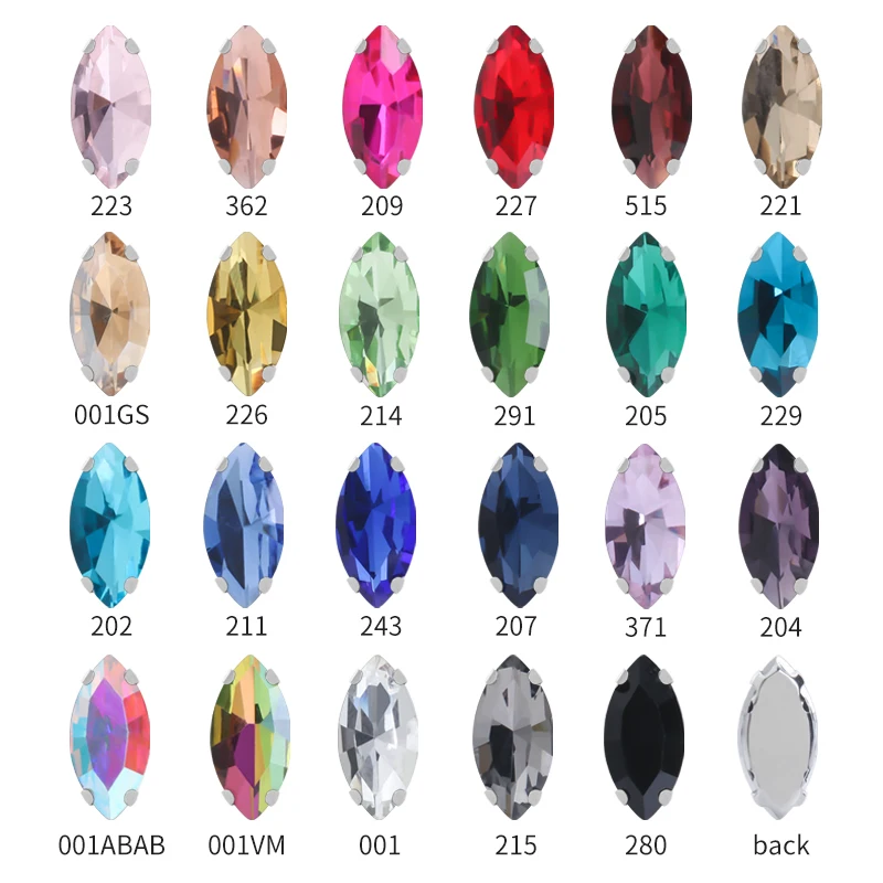 Glitter Leaf Crystal Rhinestones Hand Sew On Glass Stones Ornament Diamond Beads Dress DIY Crafts Claw Drill Accessories