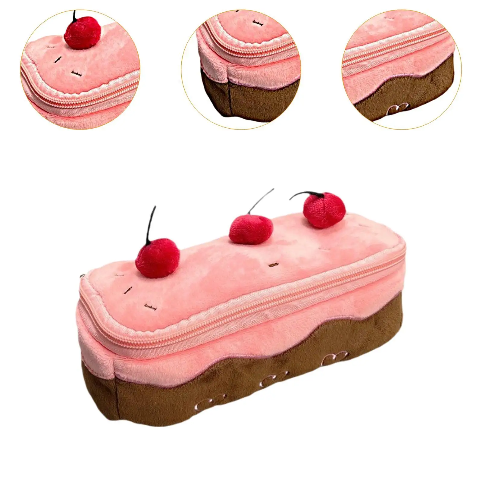 チェリーケーキシェイプぬいぐるみペンシルケース、コスメティックバッグ、子供用ポーチ、家庭用