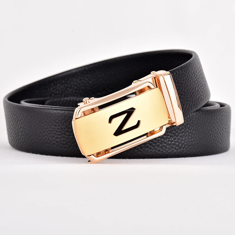 Men's high-end leather belt with automatic buckle and cowhide waist belt, men's business men's pants belt, casual