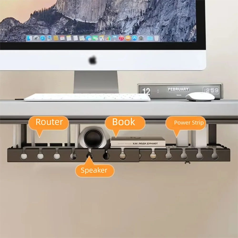 

Extendable Under Desk Cable Management Tray No Drilling Sturdy Cable Tray Space Saving Wire Organizer Cord Hider Raceway