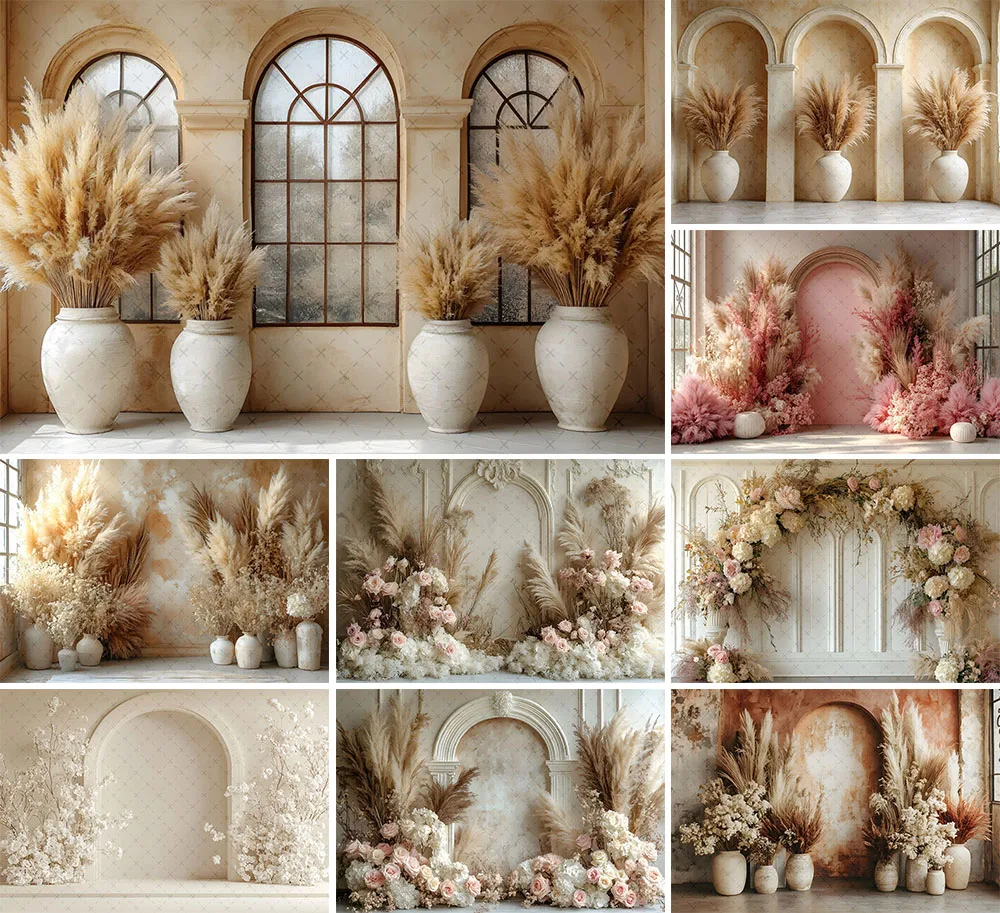 Mehofond Photography Background Boho Pampas Grass Floral Adult Birthday Wedding Maternity Portrait Decor Backdrop Photo Studio