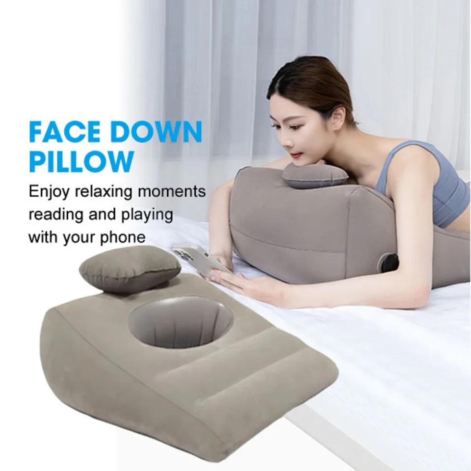 

Hollow Design Chest Support Inflatable Face Down Pillow Read Device Leg Wedge Cushion Triangle Backrest Travel Back Protection