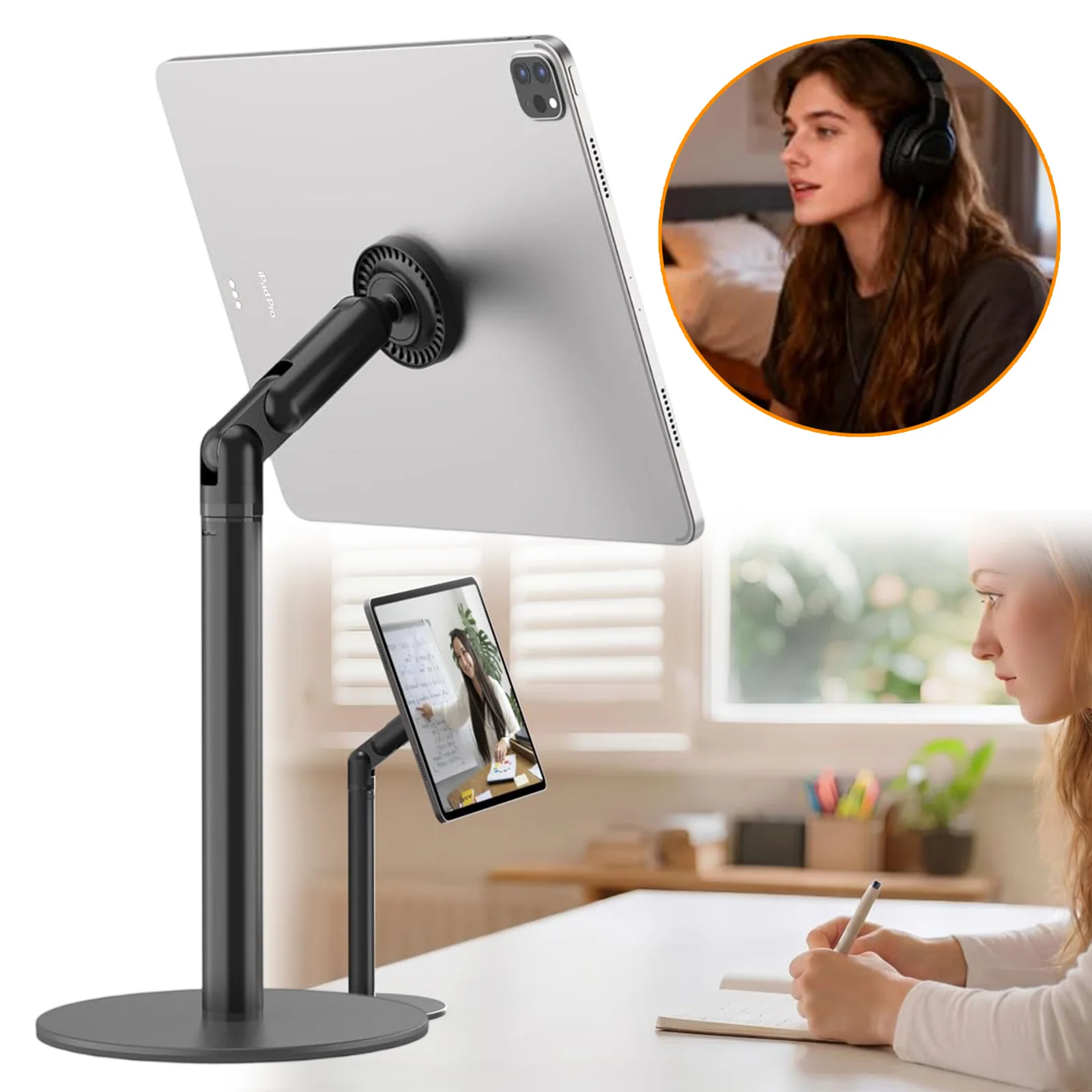 360 °   Magnetischer Handyhalter (mit MagSafe-Unterstützung), Verstellbarer Tablet-Ständer (Desktop-Version) |   360 °   Drehbarer Telefonhalter, 2-in-1 Aluminiumlegierung Handyhalter, Kompatibel mit