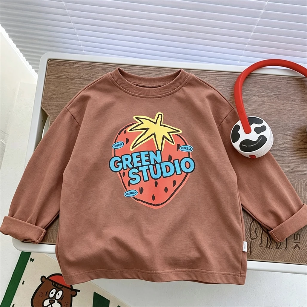 Cartoon Clothing Boys And Girls Long-sleeved Tops New Design T Shirt Toddler Cotton Lovely Simple All-match Bottoming Shirt