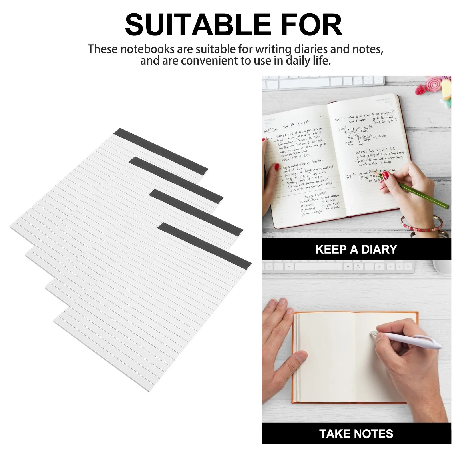 

4Pcs Writing Pad Portable Tear Off Notepads Paper Office School Home Use to Do List Notebook Diary Planner