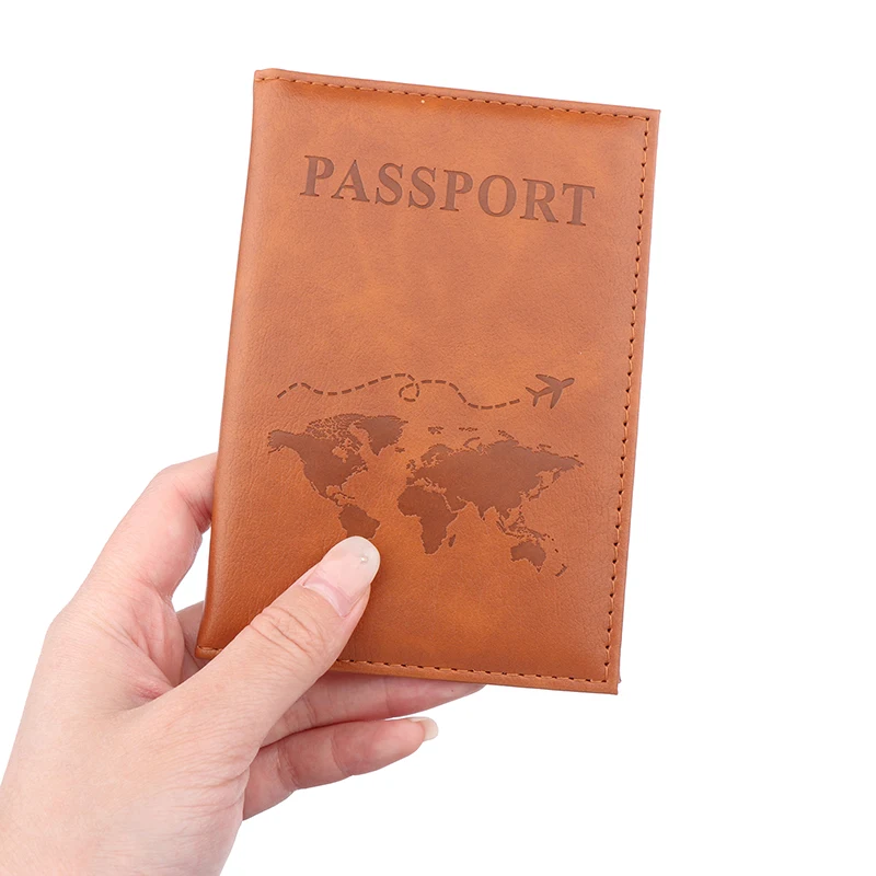 Funda de cuero PU para tarjeta Unisex, cubierta de pasaporte de moda Simple, soporte de pasaporte de viaje Delgado mundial, billetera de regalo,