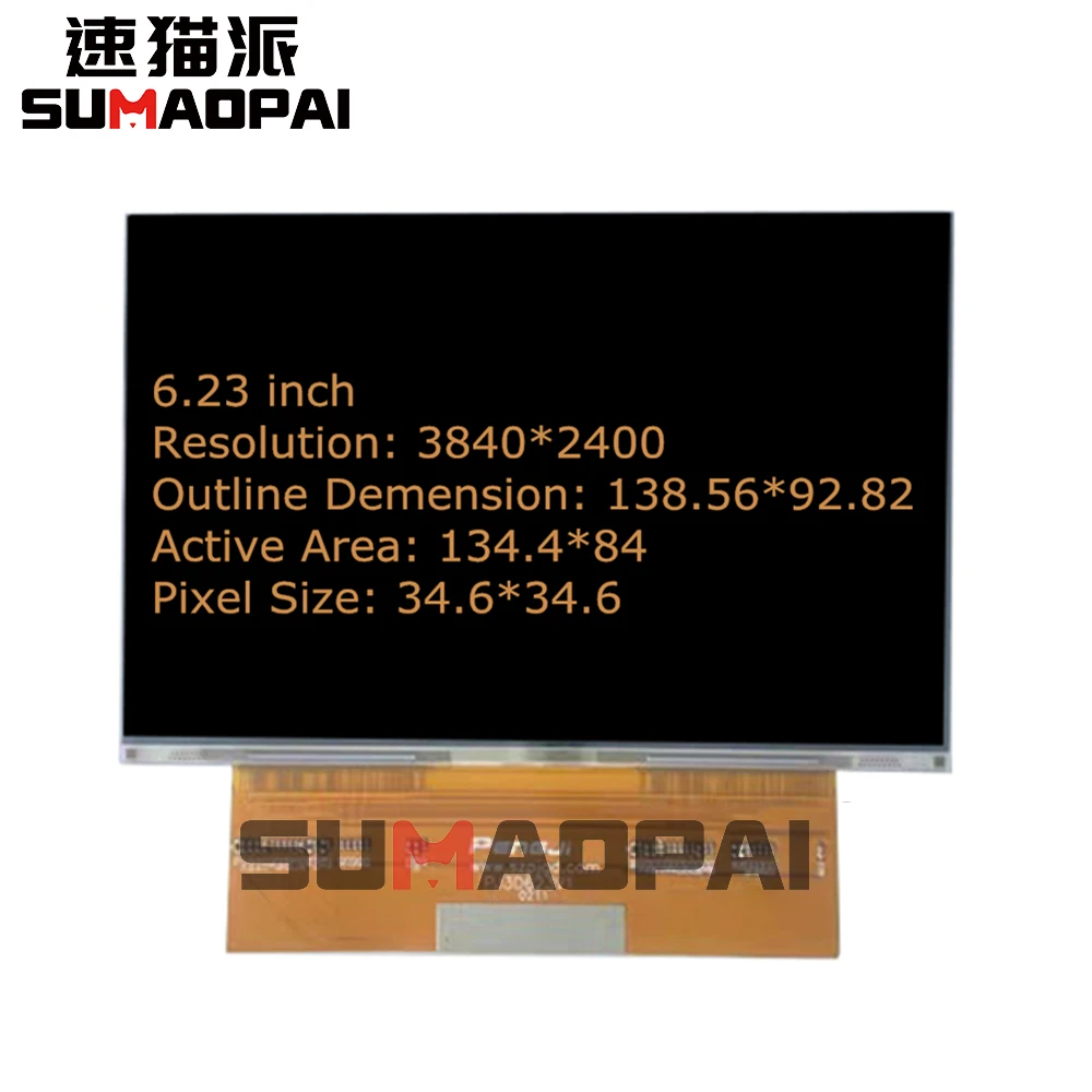 SUMAOPAI Light Curing 3D Printer Accessories Original 6.23 Inch 4K LCD MONO Screen for NANODLP System DIY S623