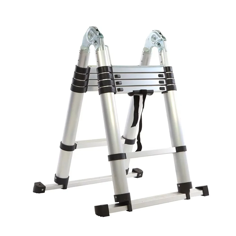 

EN131 Certified Soft Close Aluminium Telescopic Step Ladder With Telescopic Stabilizer Bar
