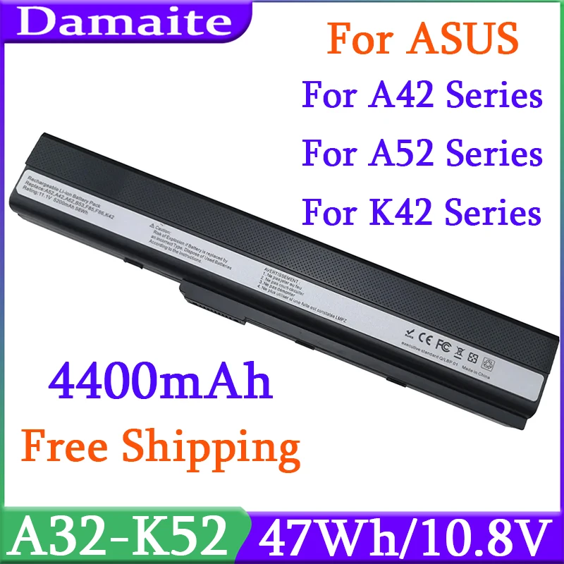 A32-K52 Laptop Battery For Asus A42-K52 A41-K52 A52 A52J A52F A52JB A52JK A52JR K42 K42F K42JB K42JK K52F K52J A31 A32 A41