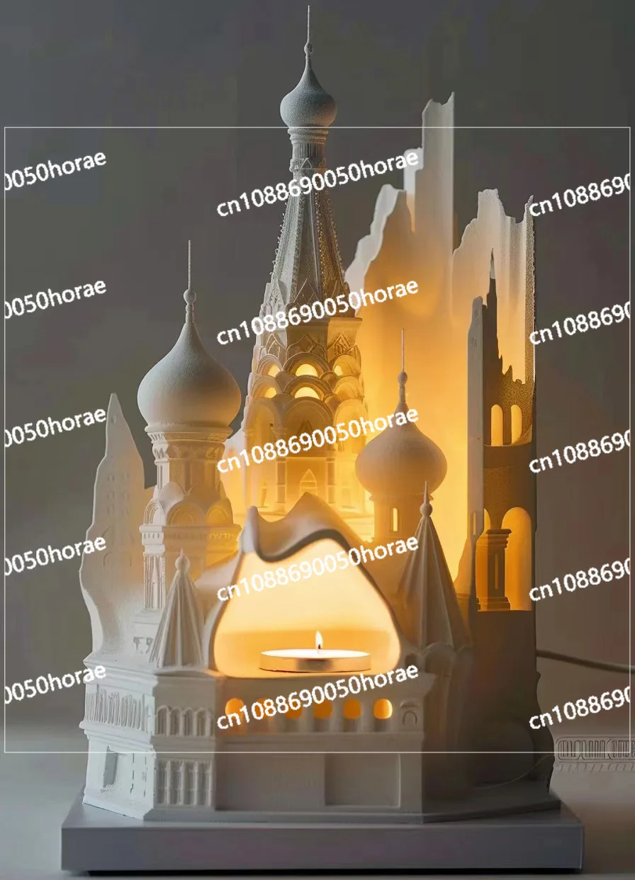 Modern Portable Flameless Christmas Temple Light Melting Plaster Incense Burner Halloween Gypsum Lamp