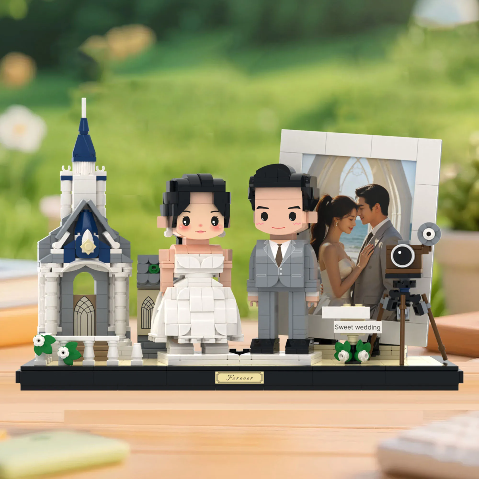 briques-de-construction-personnalisees-pour-couple-de-maries-avec-figurines-photo-eglise-et-cadre-photo-–-cadeau-souvenir-de-mariage-romantique